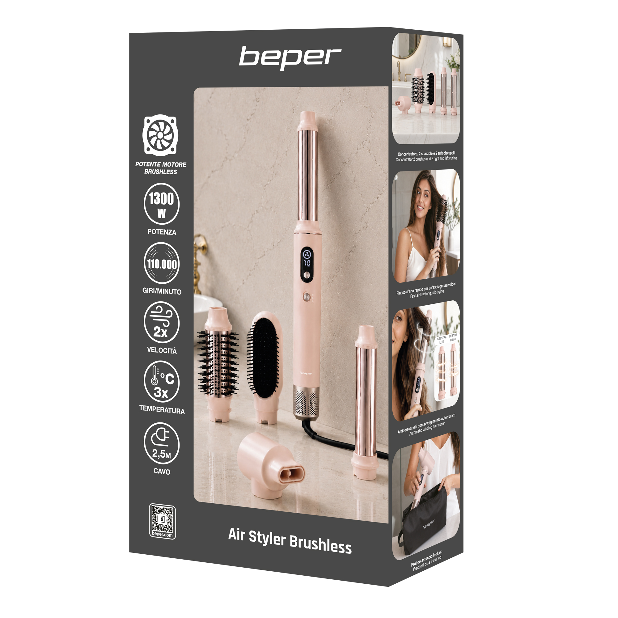 Aparat de coafat multistyler cu aer cald, Beper, P301ASC200