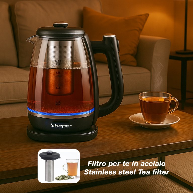 Fierbator electric cu filtru pentru ceai 1.8L, Beper, P101BOL200