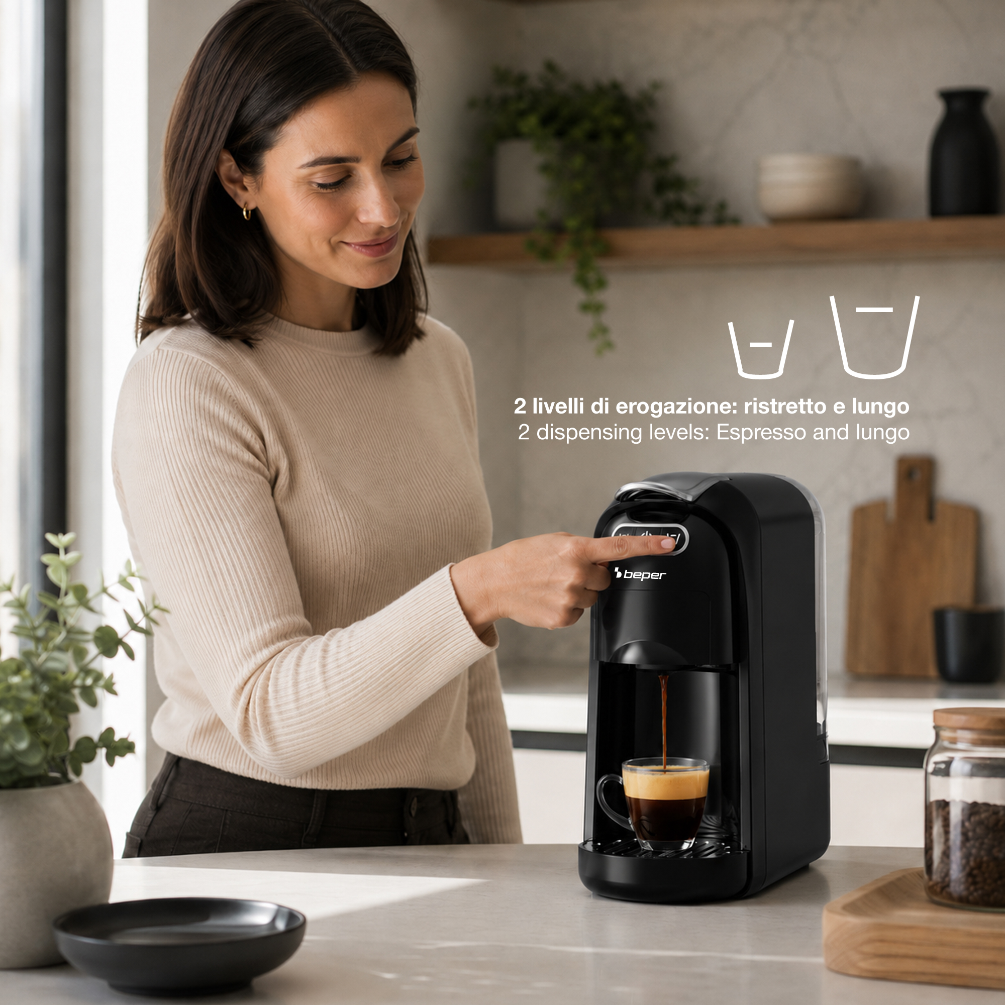 Espressor 4 in 1 AMATA, Beper, P101CAF200