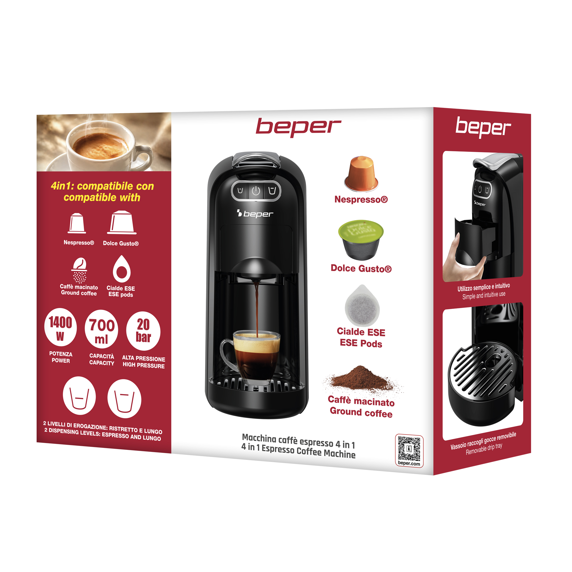 Espressor 4 in 1 AMATA, Beper, P101CAF200