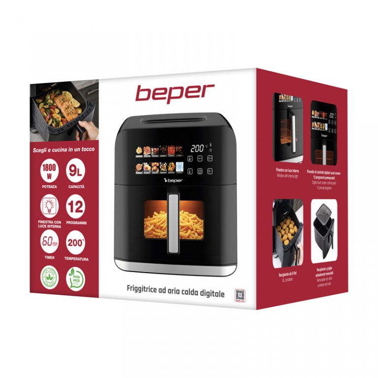 Friteuza digitala cu aer cald 9L MIRABELLA, Beper, P101FRI091