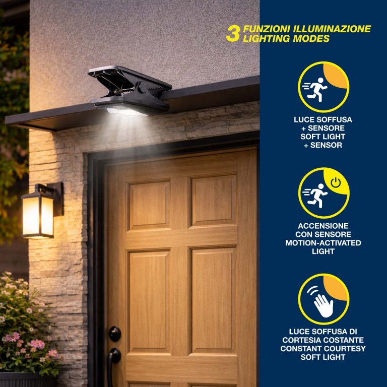 Lampa solara cu clema si senzor de miscare CLIPIA, Beper, P207ILO003