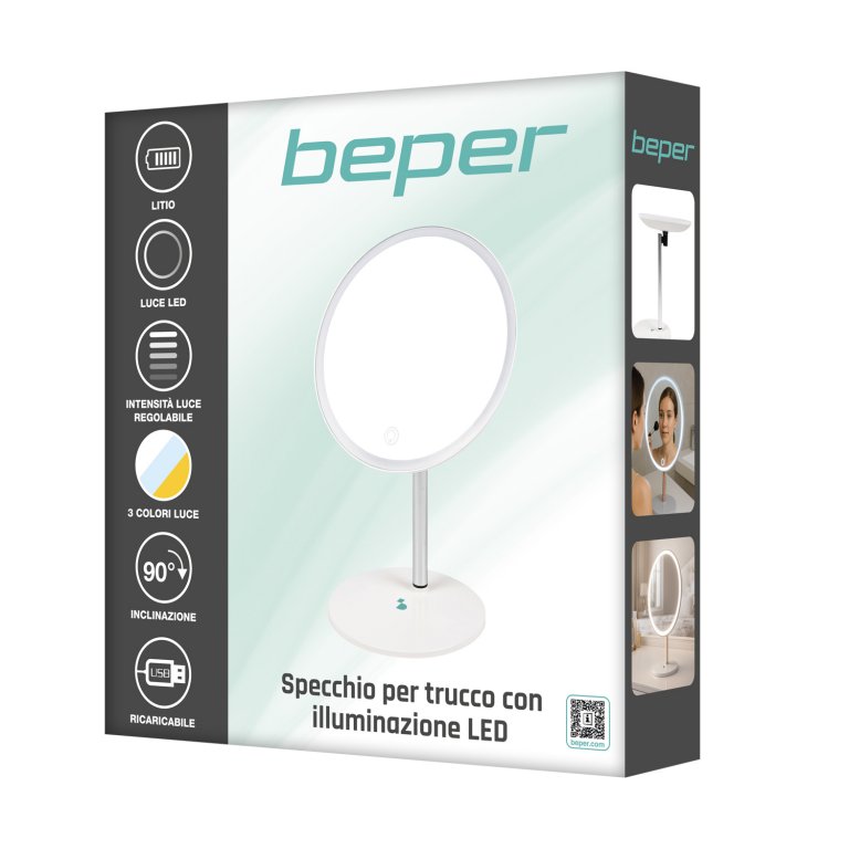 Oglinda cosmetica cu lumina LED reincarcabila, Beper, P302VIS051
