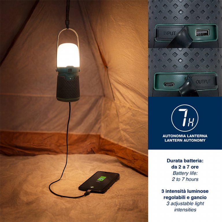 Set 3 in 1 pentru camping: ventilator + lanterna + felinar, Beper, P207ILO900