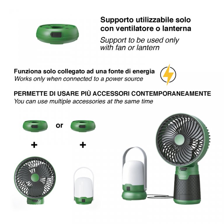 Set 3 in 1 pentru camping: ventilator + lanterna + felinar, Beper, P207ILO900
